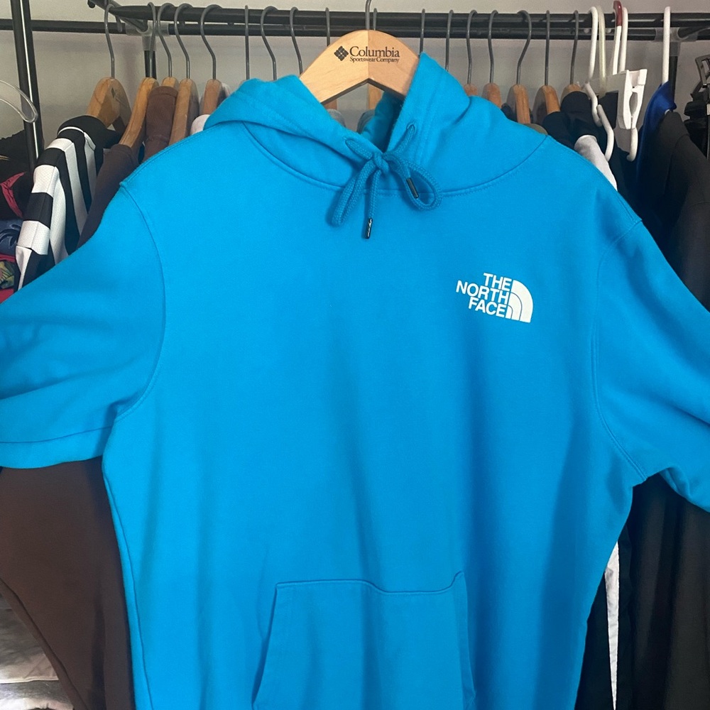 NORTH FACE HOODIE / SIZE L / COLOR- LIGHT BLUE/ TEAL / WORN ONCE